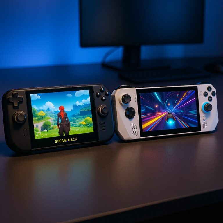 Dois consoles portateis Steam deck e Rog ally